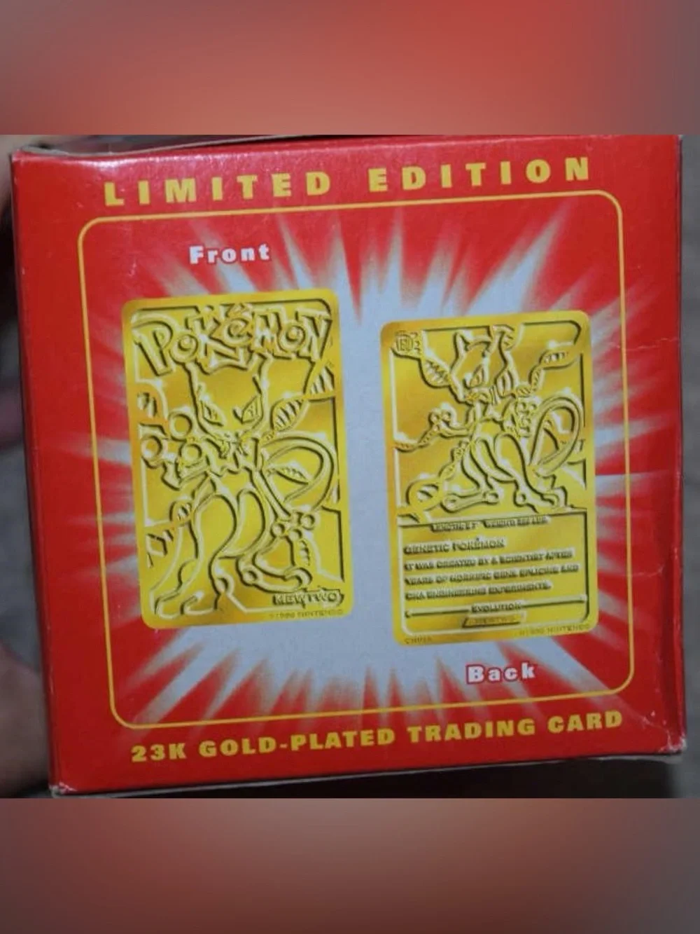 1999 Pokemon Mewtwo Burger King 23K Gold Plated Card Pokeball Sealed